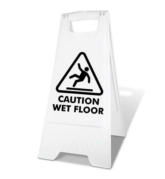 White A-Frame - Caution Wet Floor Black