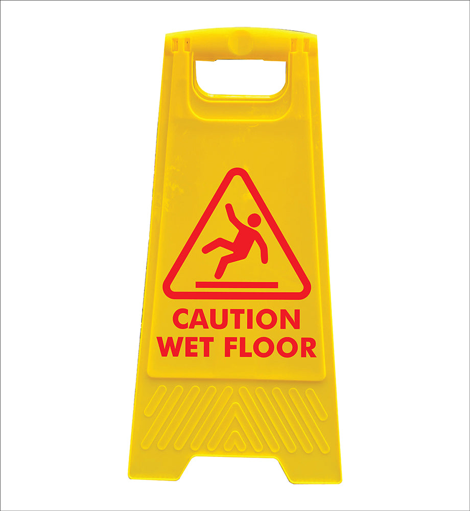 Yellow A-Frame - Caution Wet Floor Red