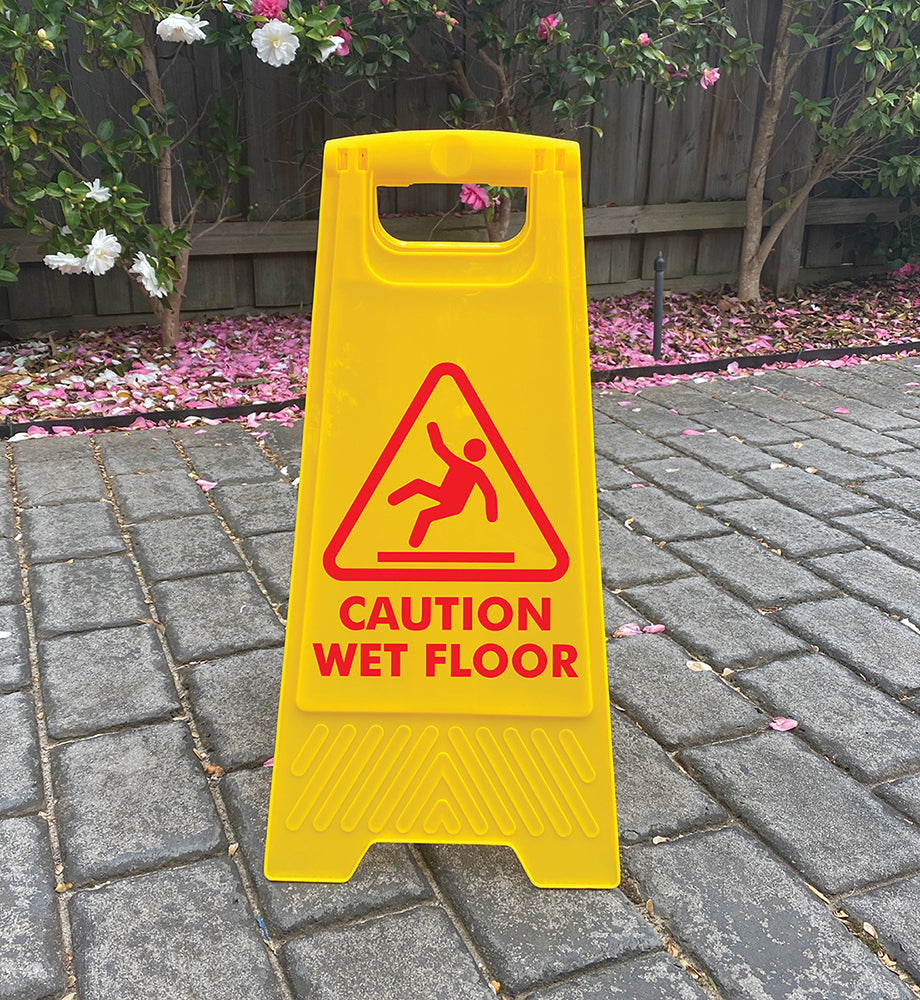 Yellow A-Frame - Caution Wet Floor Red