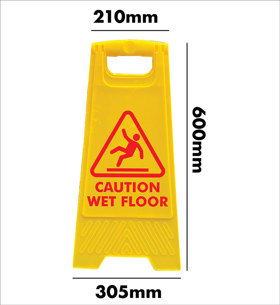 Yellow A-Frame - Caution Wet Floor Red