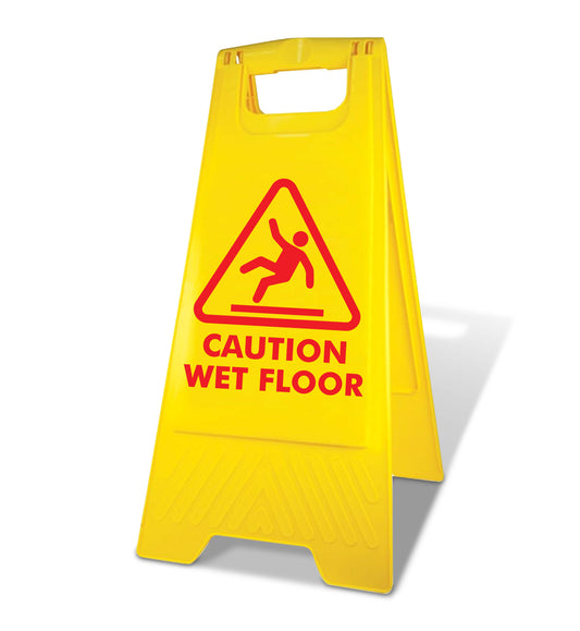Yellow A-Frame - Caution Wet Floor Red