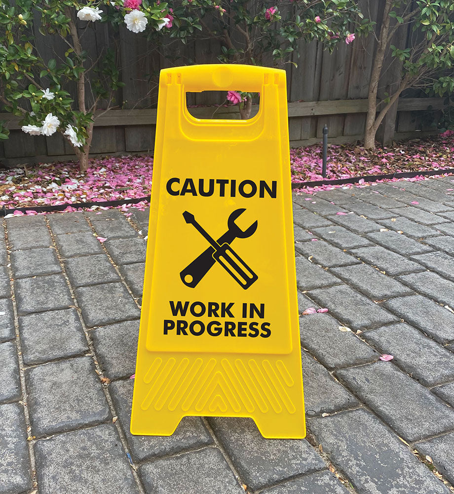 Yellow A-Frame - Caution Work In Progress – New Signs