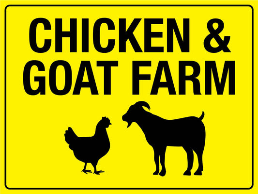 Chicken & Goat Farm Bright Yellow Sign