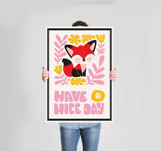 Children's Bedroom Nice Day Fox Poster Wall Art Prints