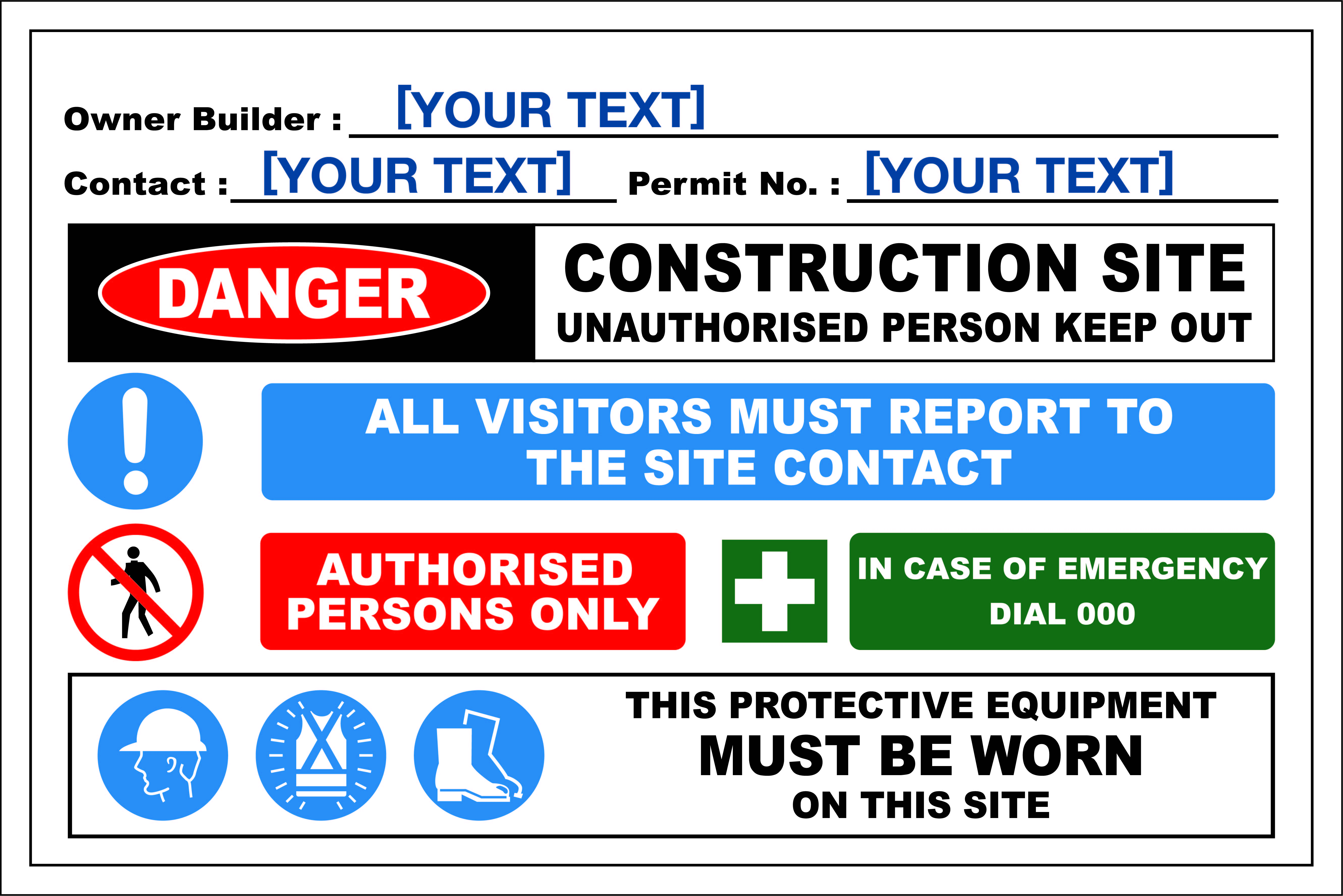 Construction Owner Builder Combination Sign – New Signs