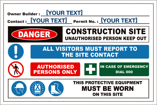 Qld Builder Sign Example Construction & Building Signs | Builders Site Safety & Work Safe ...