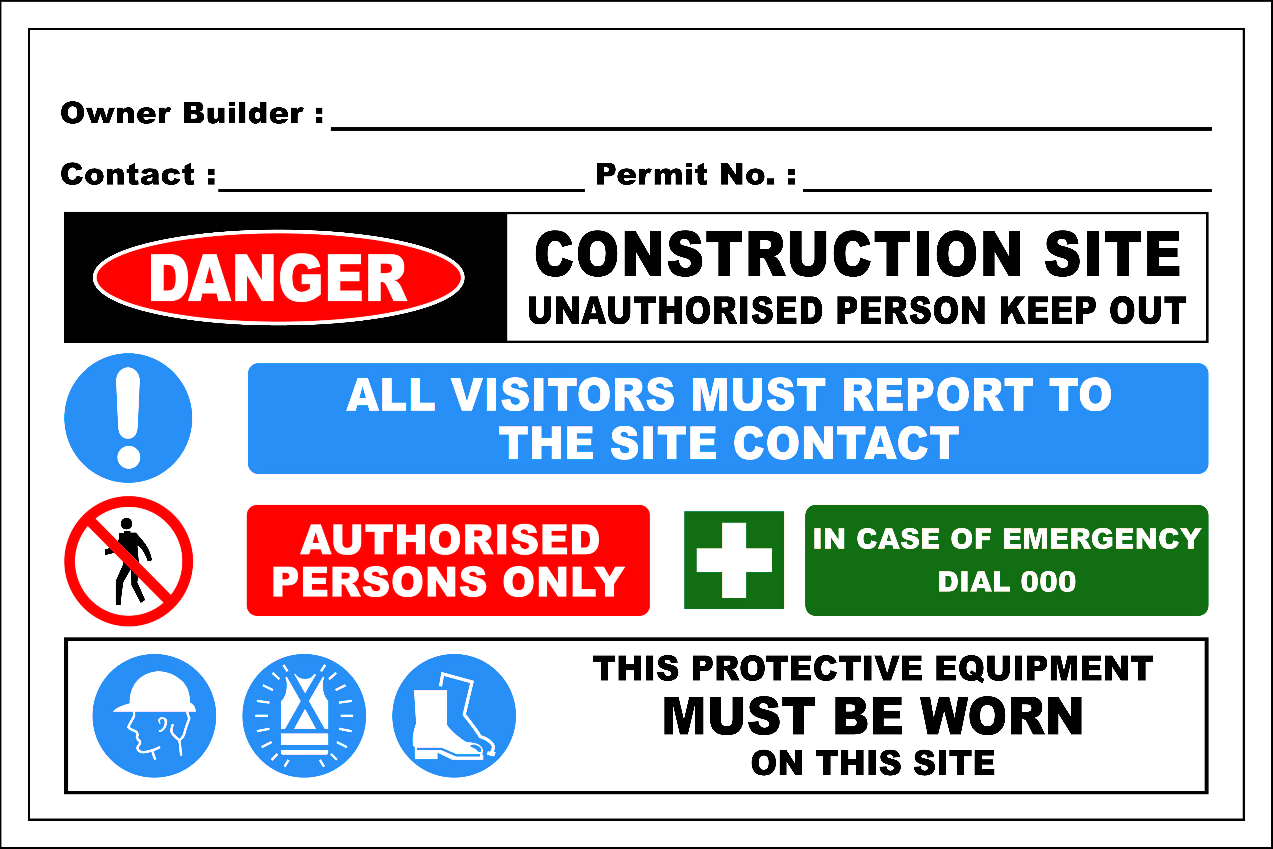 Construction Owner Builder Combination Sign – New Signs