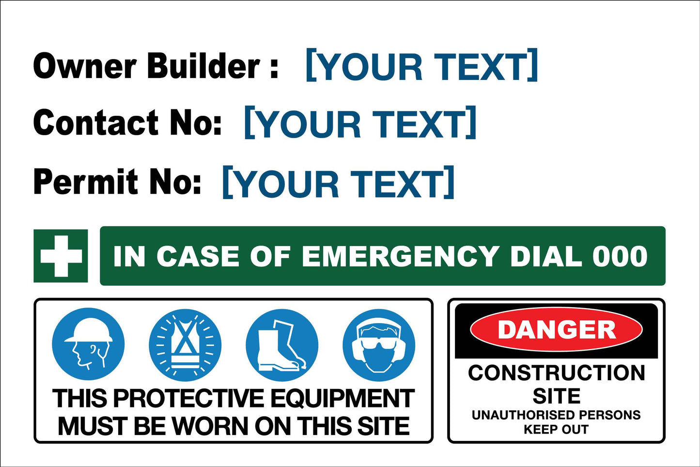 Construction Owner Builder Danger Sign – New Signs