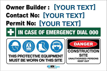 Construction Owner Builder Danger - Mesh Banner