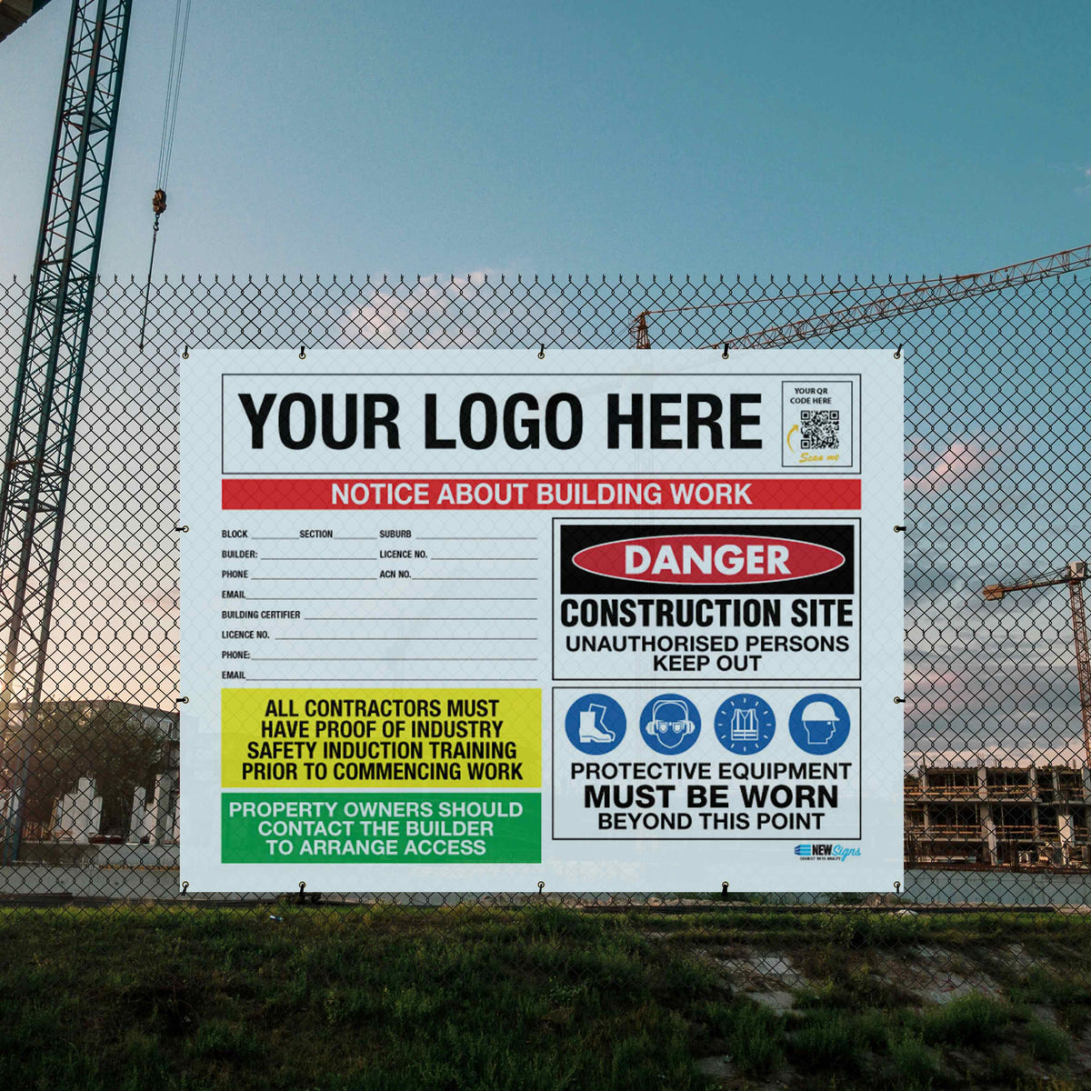 Construction Site Entry ACT Building - Mesh Banner – New Signs