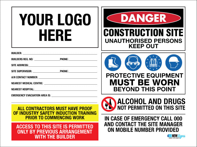 Construction Site Entry Building Emergency Details - Mesh Banner