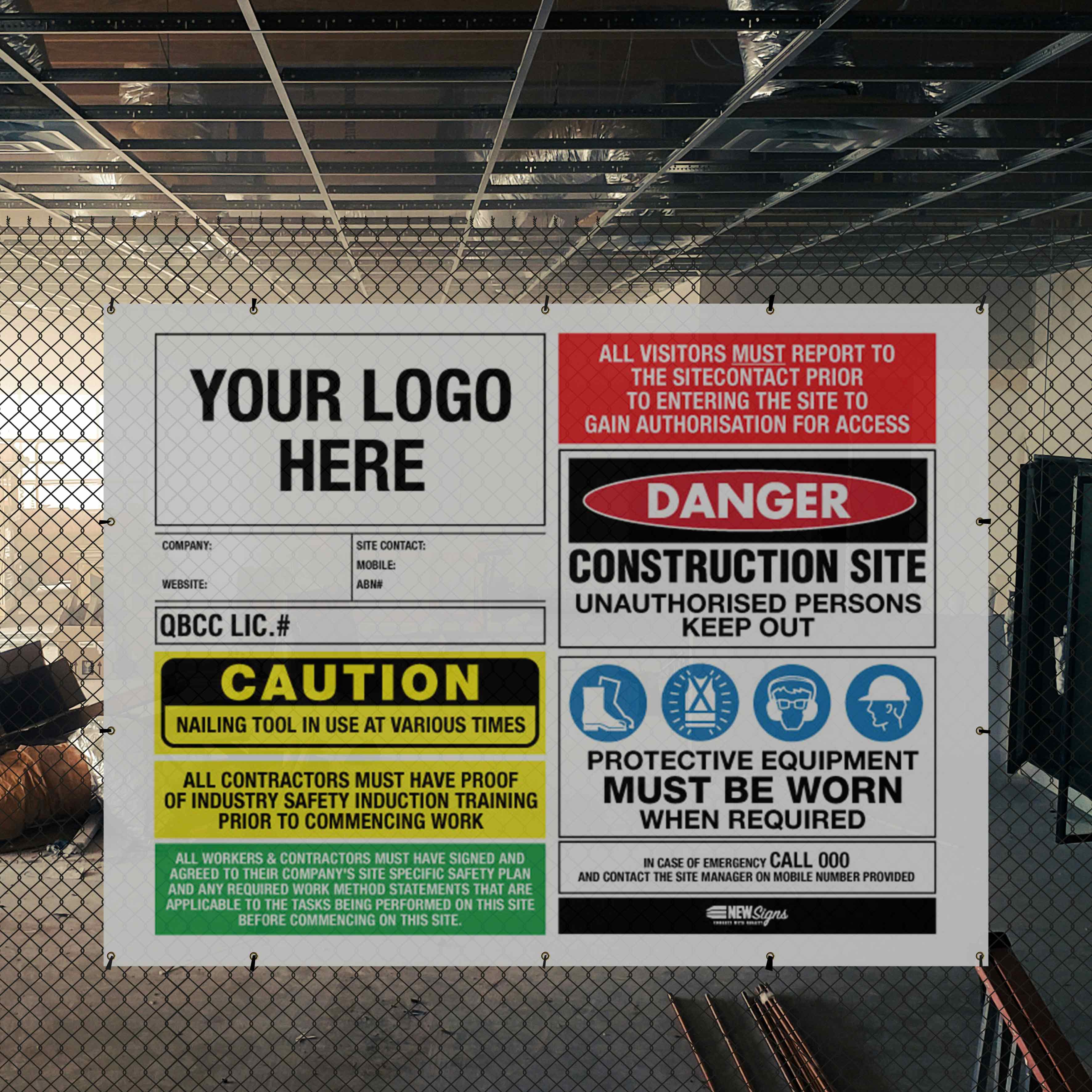 Qbcc Insurance Construction Site Entry Building QLD QBCC Compliant - Mesh Banner – New ...