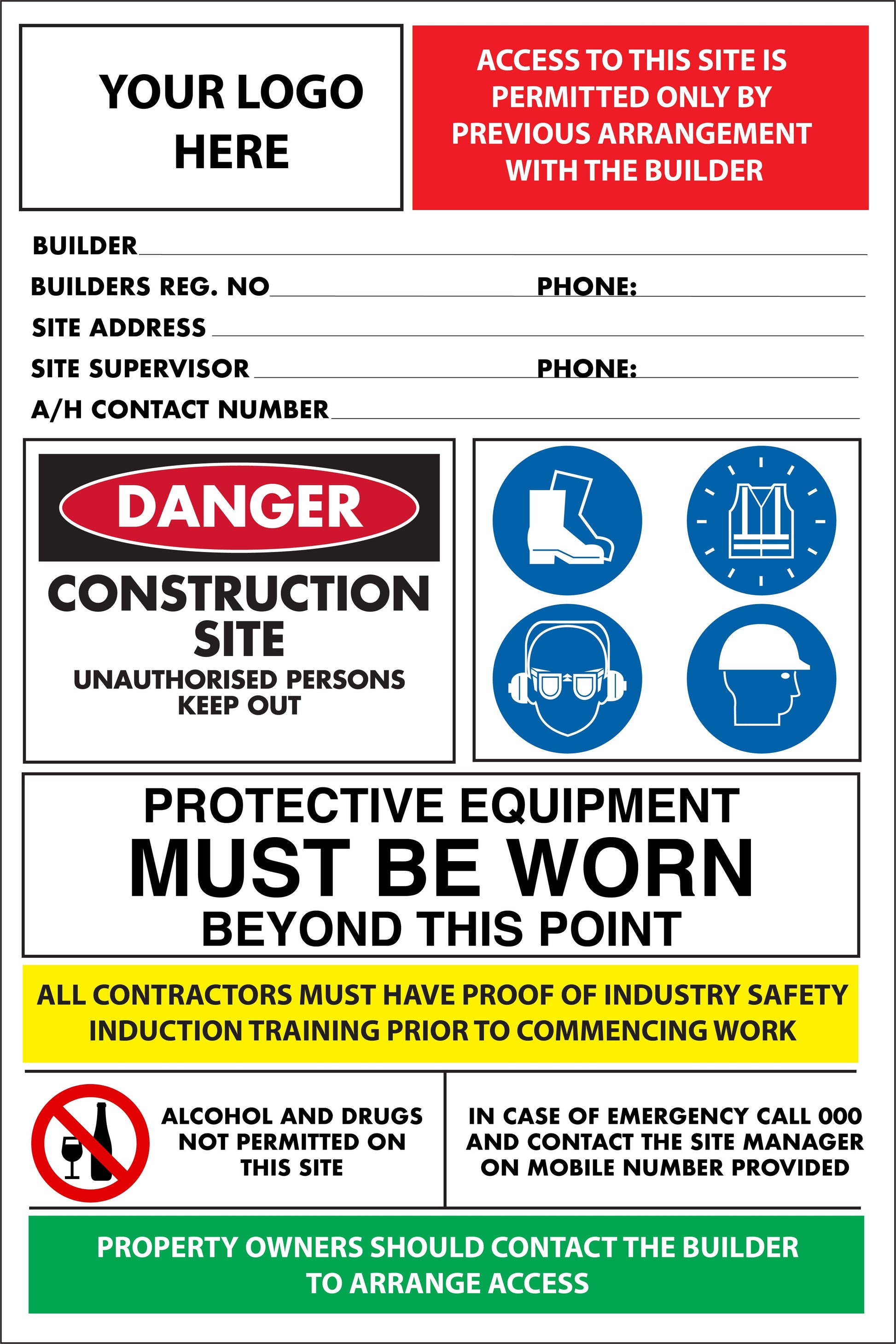 Construction Site Signs Construction Site Sign Pack Sign Pack (6