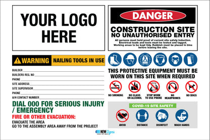 Construction Site Entry Combination and Covid - Mesh Banner