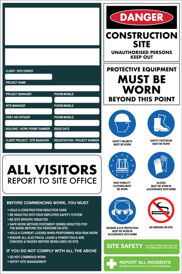 Construction Site Entry Compliance Sign – New Signs