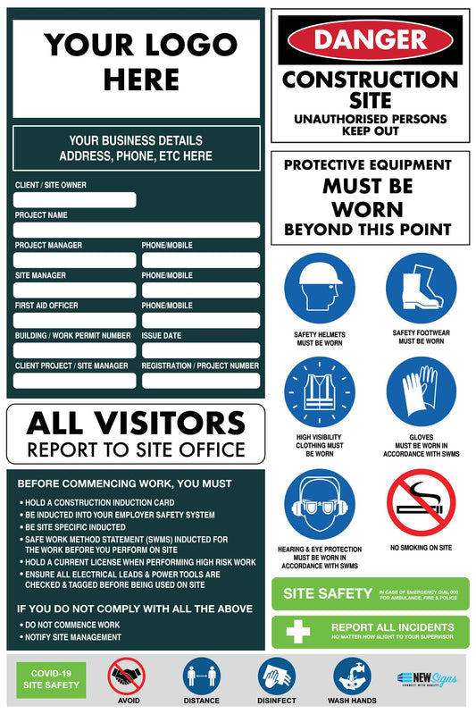 Construction Site Entry Compliance Covid Sign