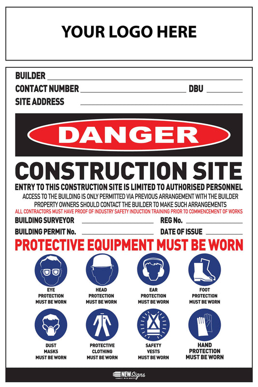 Construction Site Entry Danger Combination Sign
