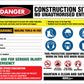 Construction Site Entry Danger Combination No Logo - Mesh Banner