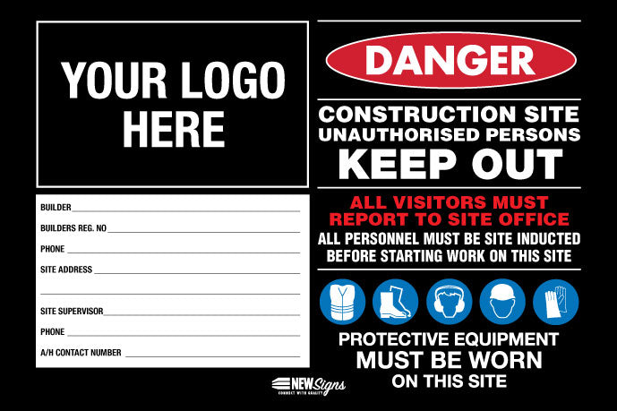 Construction Site Entry Danger PPE Keep Out Building - Mesh Banner