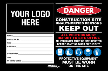 Construction Site Entry Danger PPE Keep Out Building - Mesh Banner