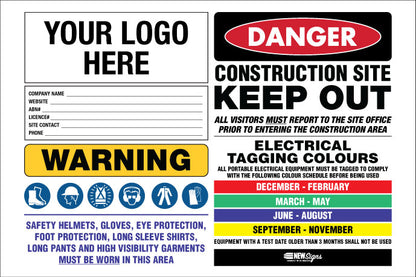 Construction Site Entry Danger and Test And Tag - Mesh Banner