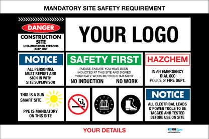 Construction Site Entry Mandatory Safety Requirement - Mesh Banner