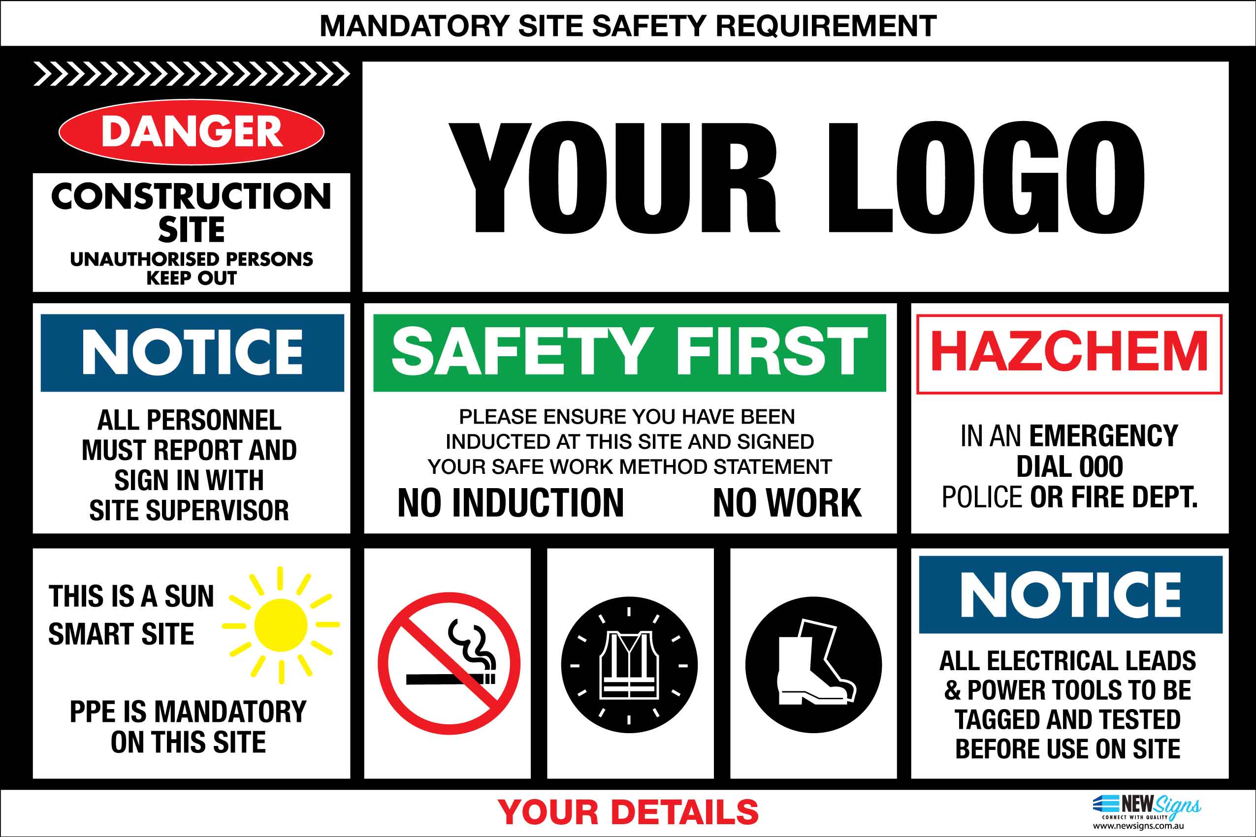 Construction Site Entry Mandatory Safety Requirement Sign – New Signs