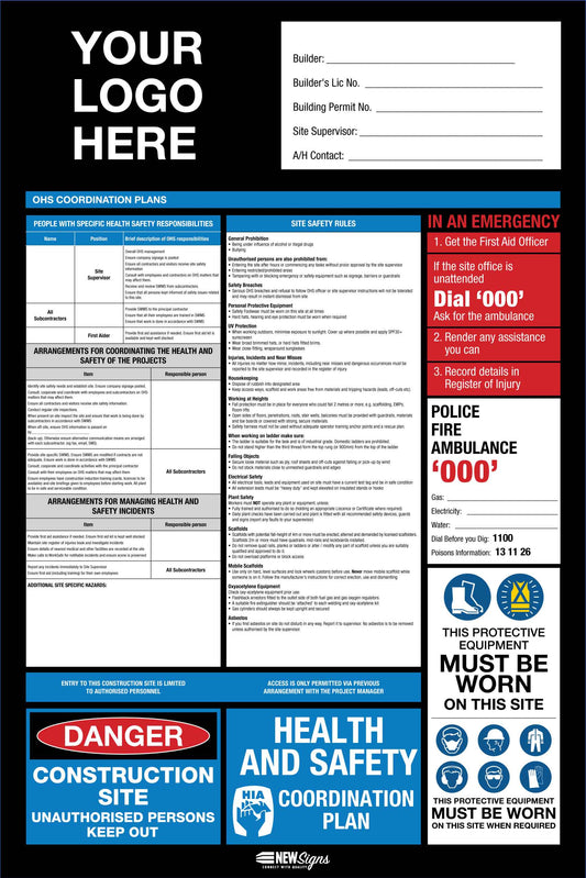 Construction Site Entry OHS and Safety Co-Ordination Plan Blue