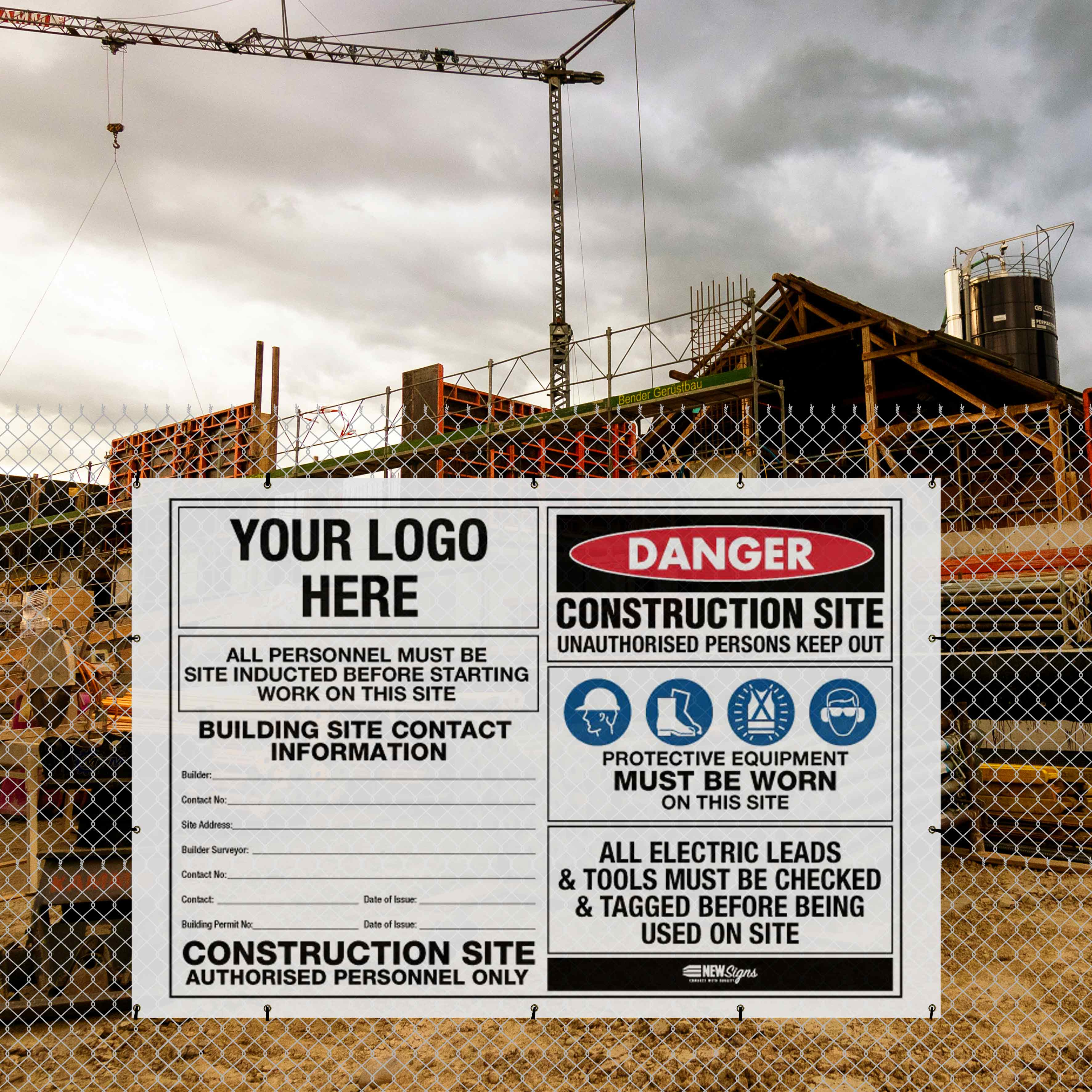 Construction Site Entry PPE Building - Mesh Banner – New Signs