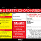 Construction Site Entry Sign Health and Safety Danger Co-Ordination Plan Sign