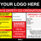 Construction Site Entry Sign Health and Safety Danger Co-Ordination Plan Sign