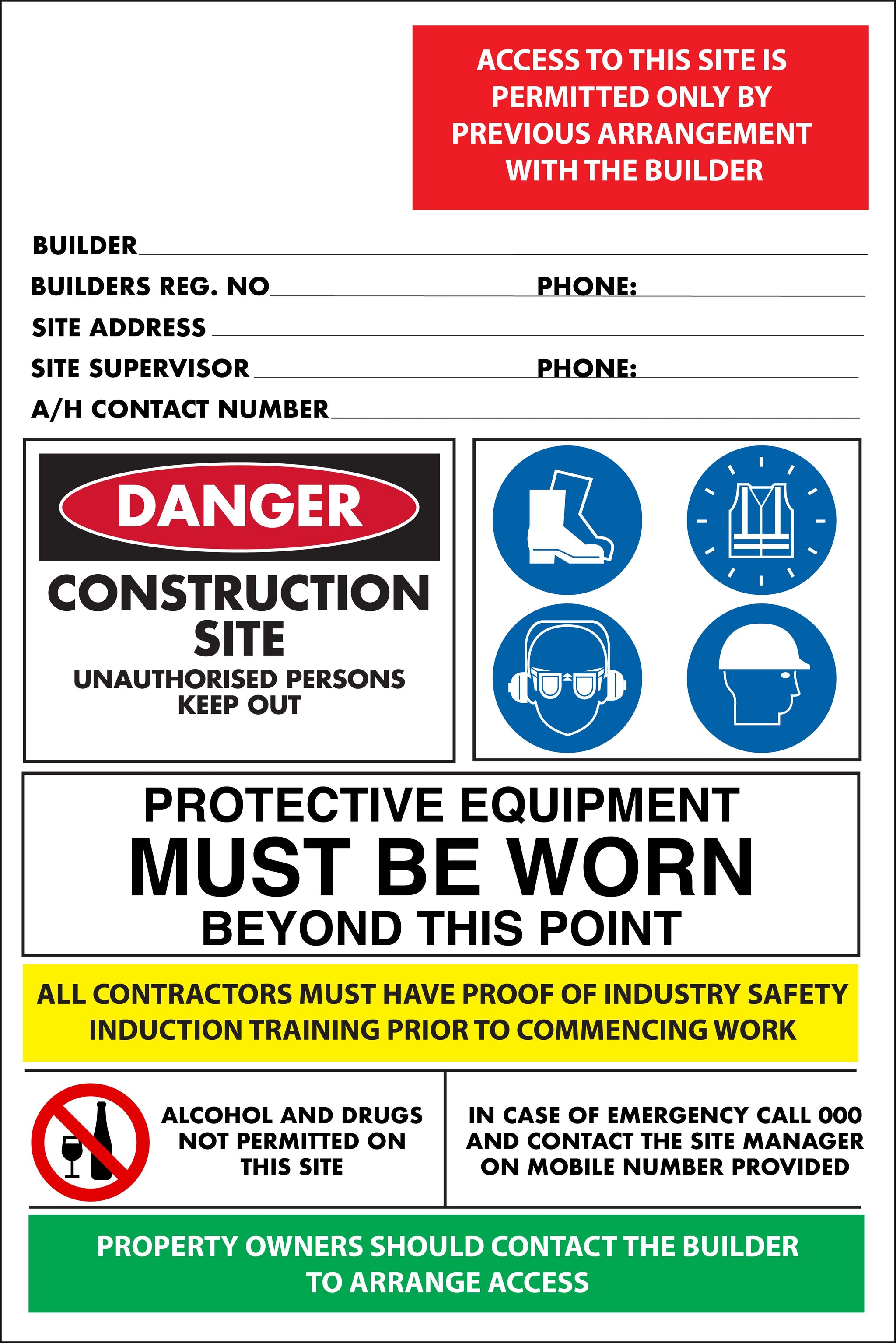 Construction Site Entry Building Sign – New Signs