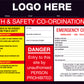 Construction Site Entry Sign Health and Safety Danger Co-Ordination Plan Sign