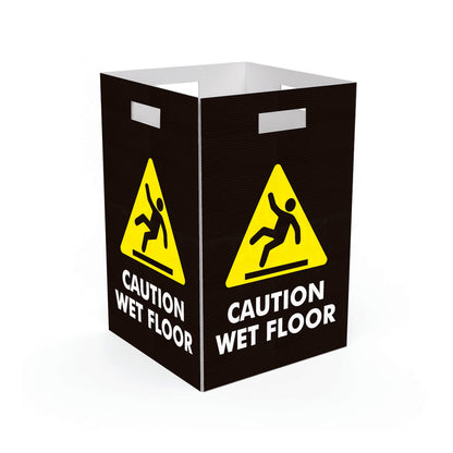 Caution Wet Floor Black - Black - Corflute Box Sign