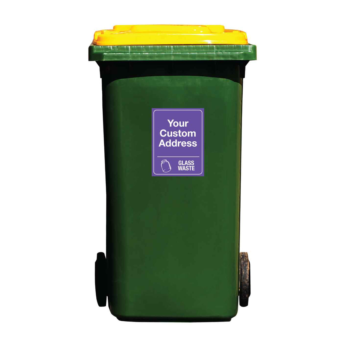 Custom Address & Glass Waste Wheelie Bin Stickers