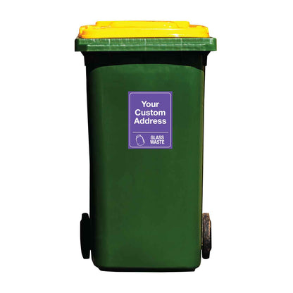 Custom Address & Glass Waste Wheelie Bin Stickers