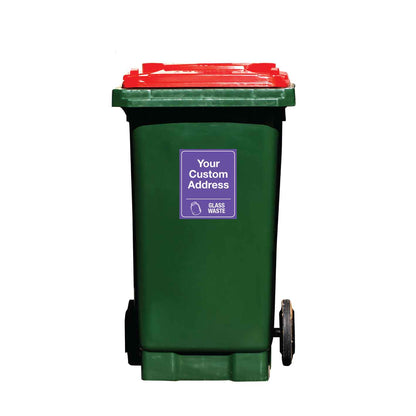 Custom Address & Glass Waste Wheelie Bin Stickers