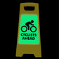Glow In The Dark - Yellow A-Frame - Cyclists Ahead