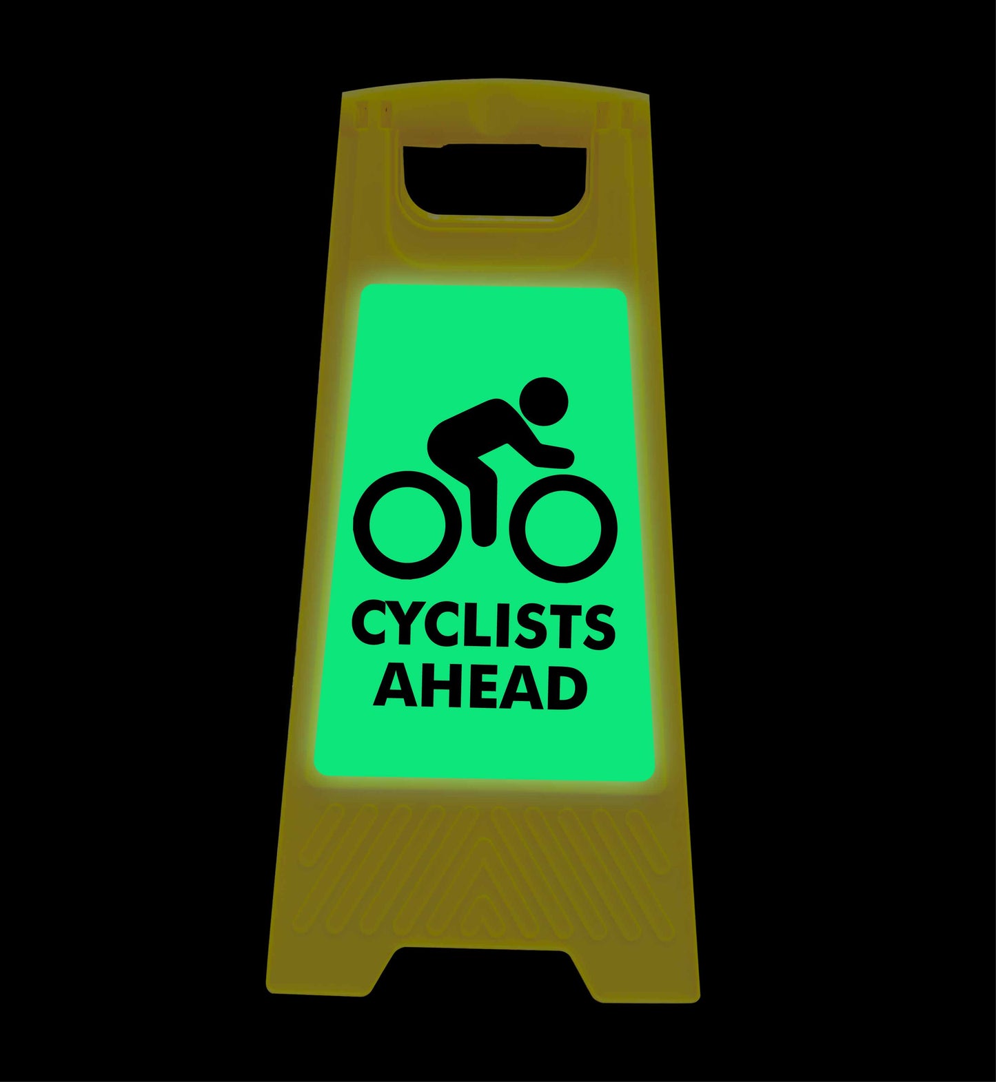 Glow In The Dark - Yellow A-Frame - Cyclists Ahead