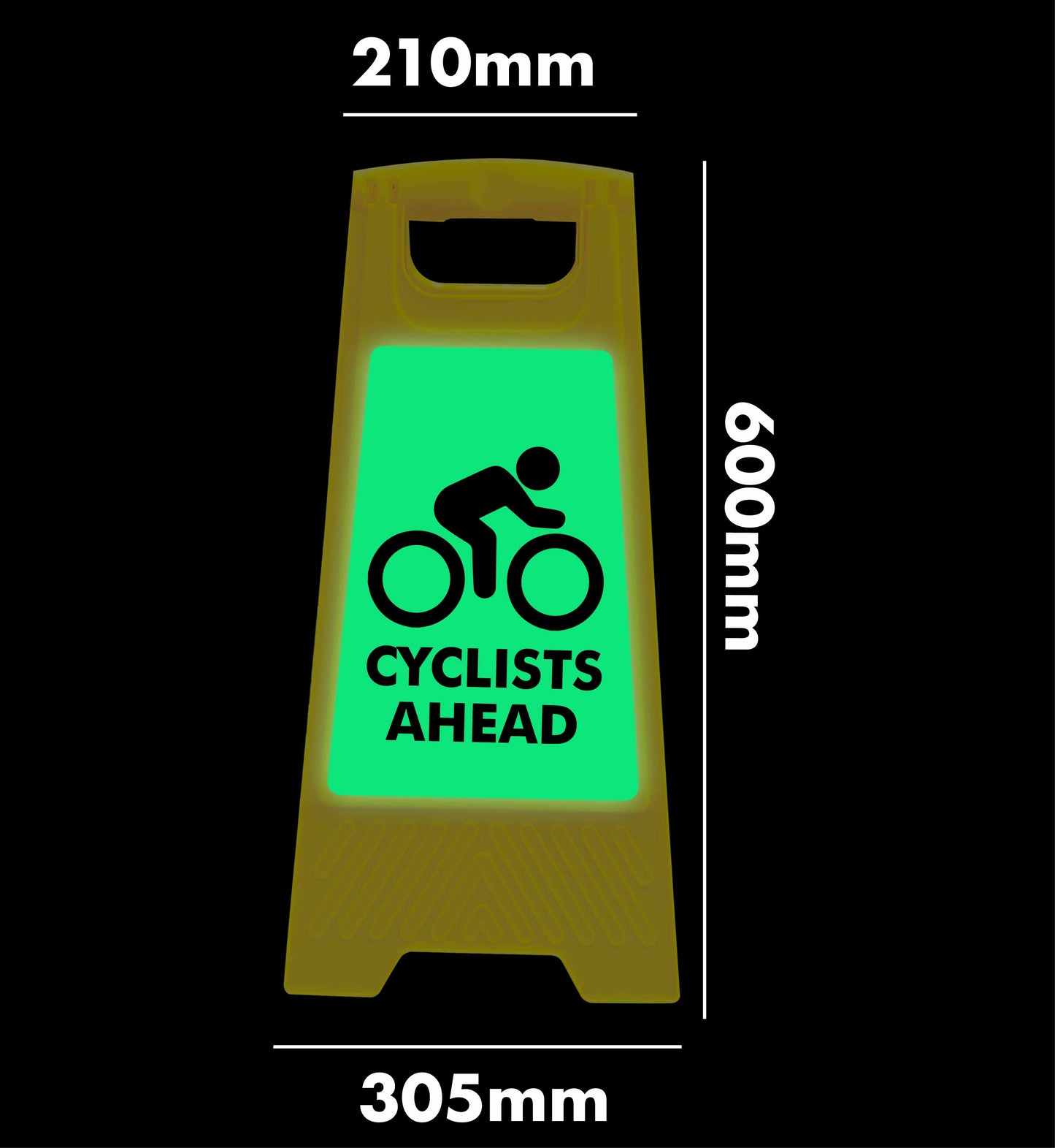 Glow In The Dark - Yellow A-Frame - Cyclists Ahead