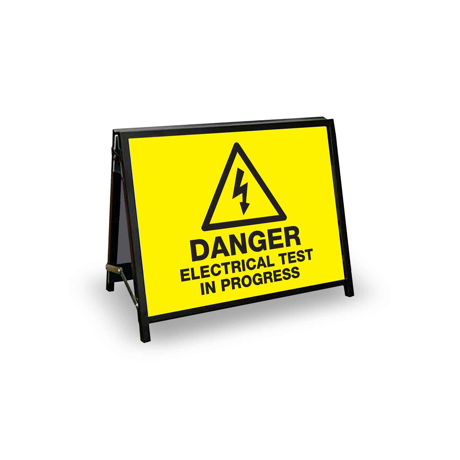 A-Frame Landscape Black - Danger Electrical Test In Progress Corflute ...