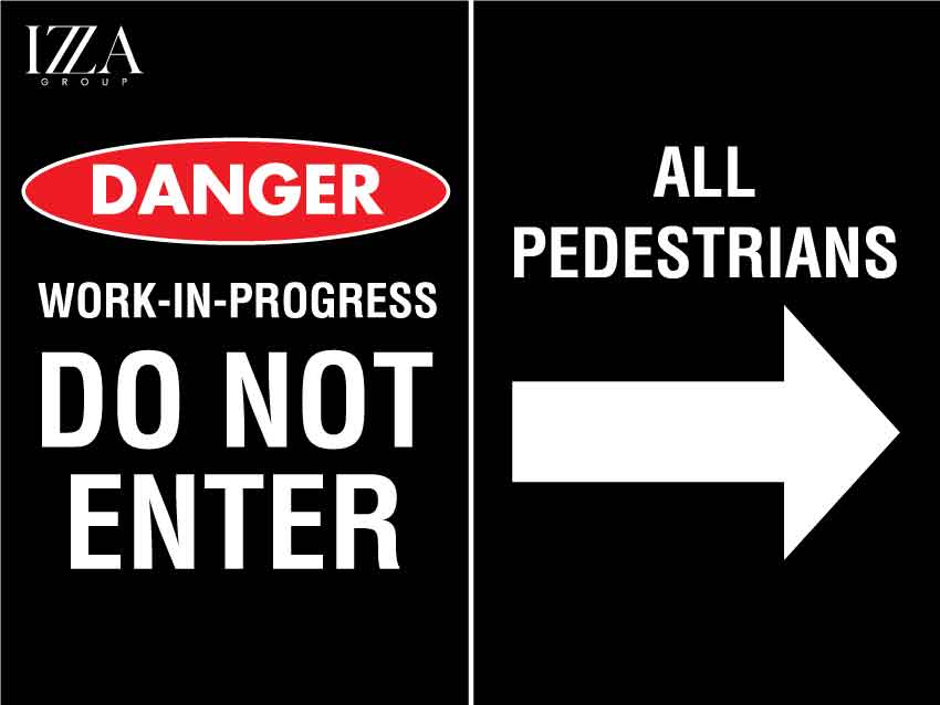 IZG Danger Right Arrow 300mm x 225mm Sign