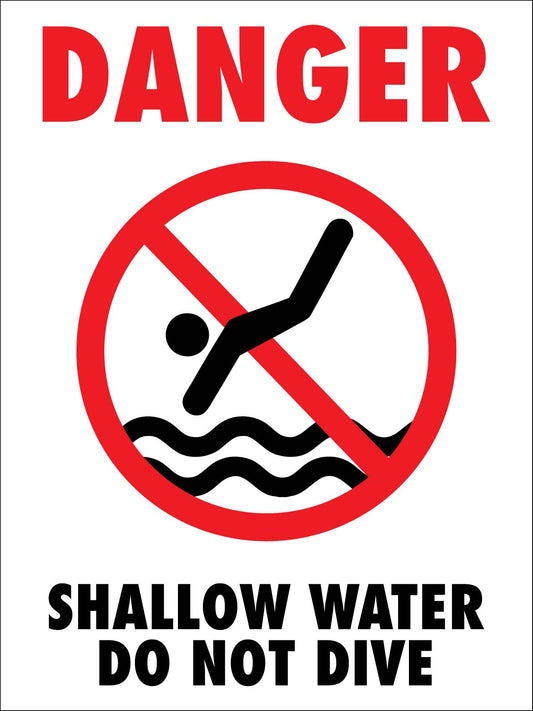 Danger Shallow Water Do Not Dive Sign