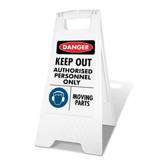 White A-Frame - Danger Construction Site Sign Keep Out Hearing PPE