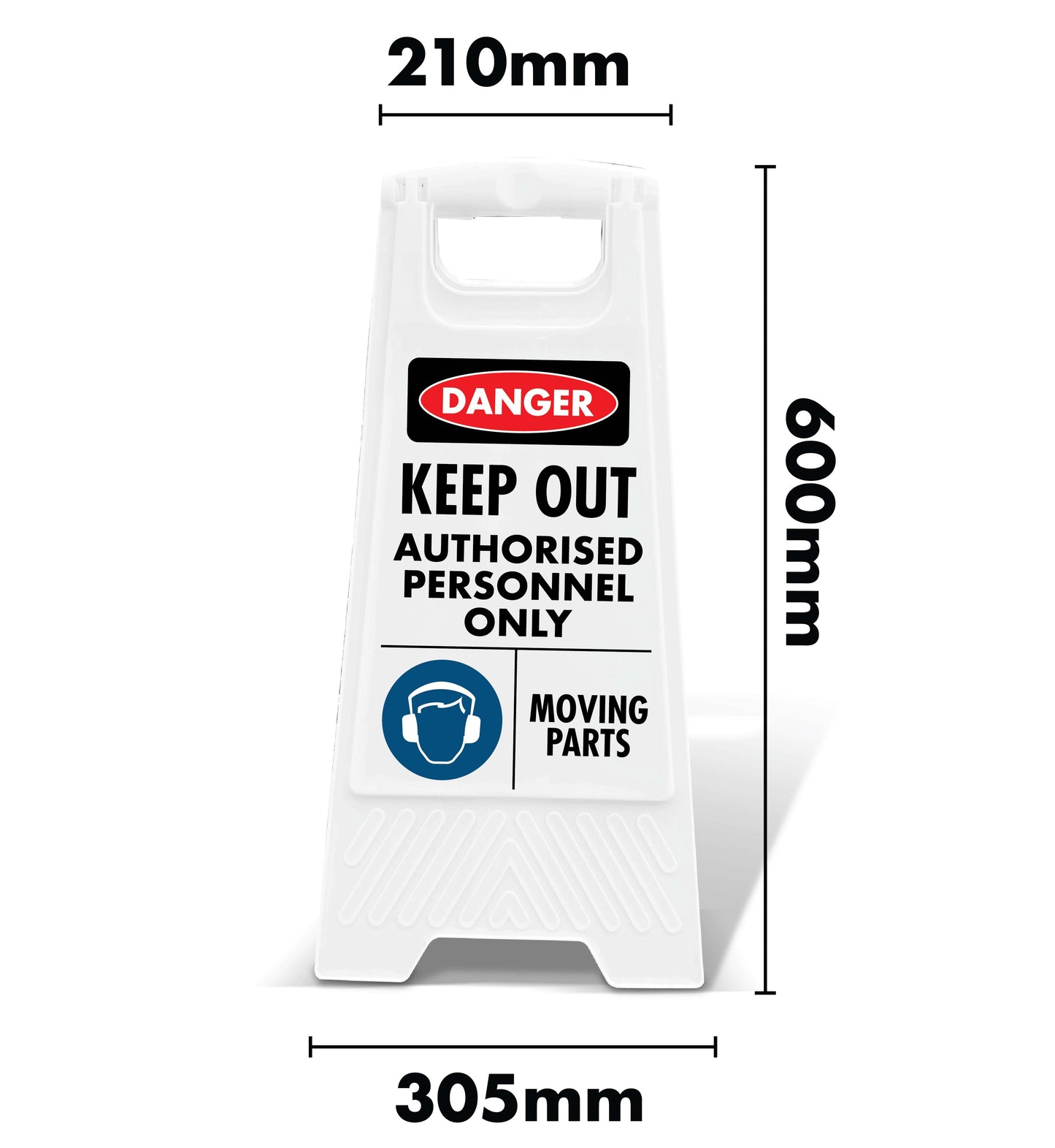 White A-Frame - Danger Construction Site Sign Keep Out Hearing PPE