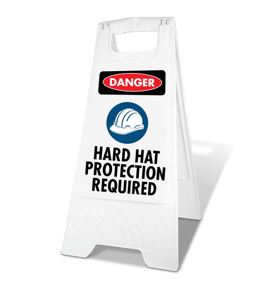 White A-Frame - Danger Hard Hat Protection Required