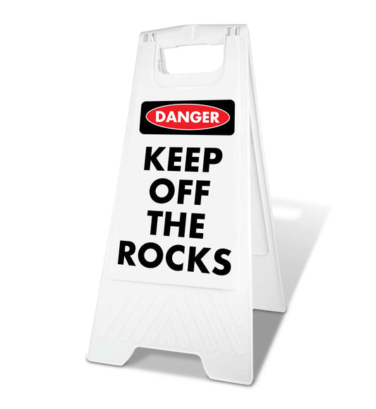 White A-Frame - Danger Keep Off The Rocks