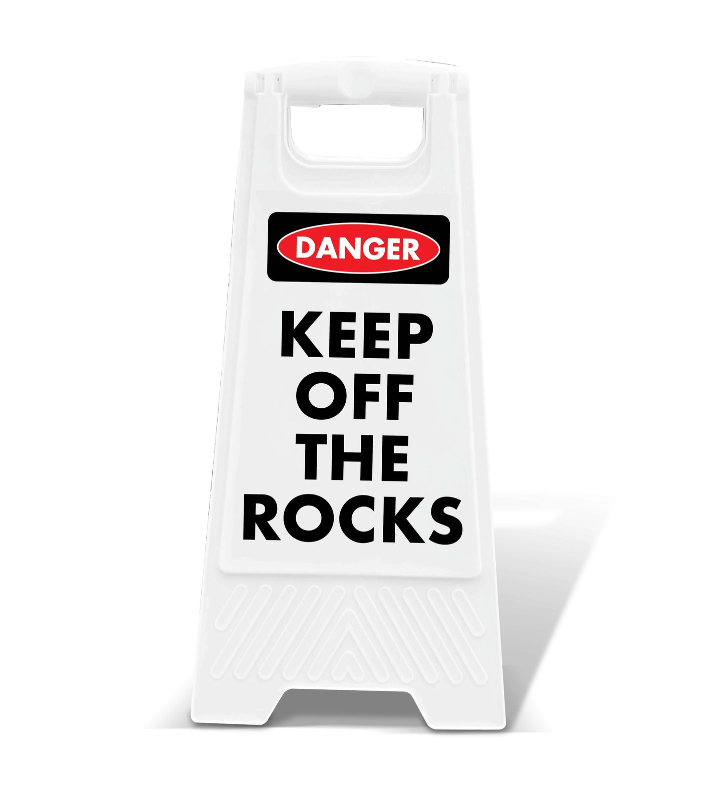 White A-Frame - Danger Keep Off The Rocks