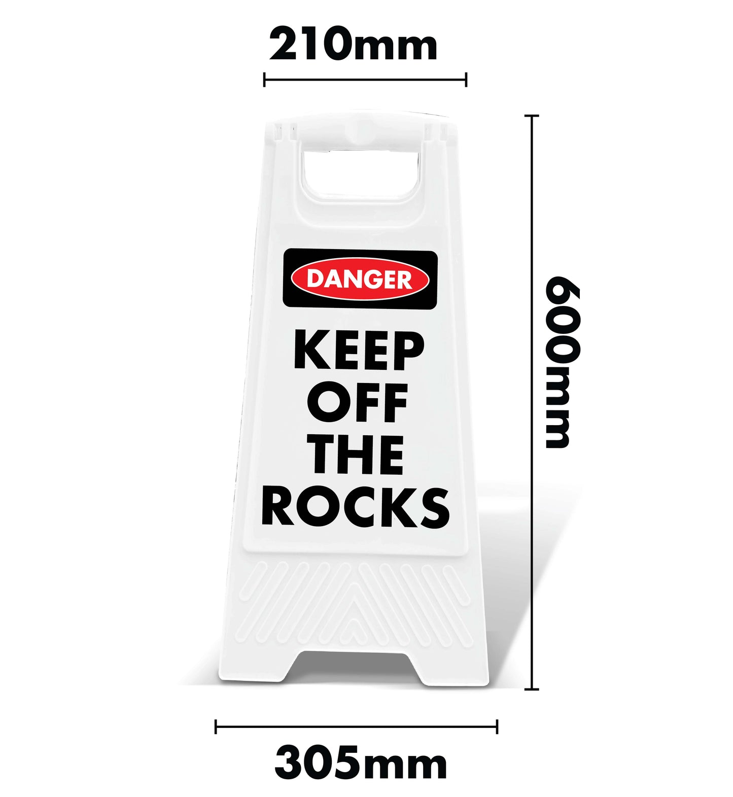 White A-Frame - Danger Keep Off The Rocks