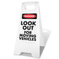 White A-Frame - Danger Look Out For Moving Vehicles